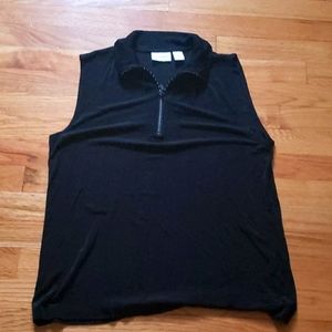 Chicos Travelers XL sleeveless rhinestone line vneck/ high neckline